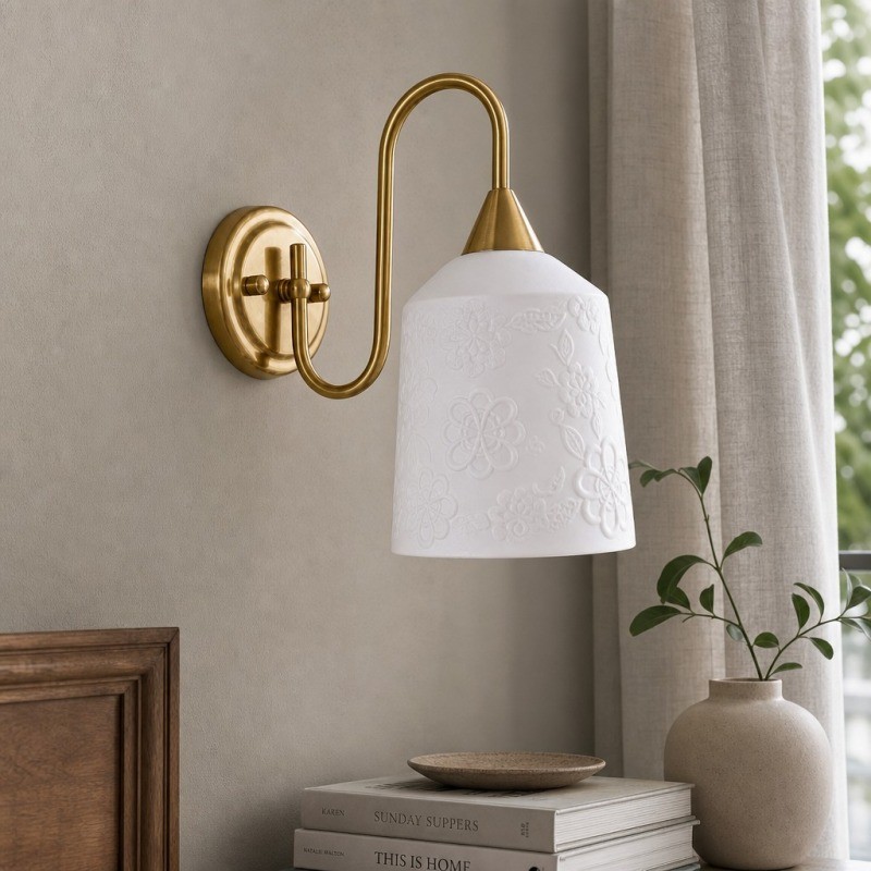 Celvane Franse vintage wandlamp - Elegant retro design nachtlampje voor slaapkamer en hal HL3604