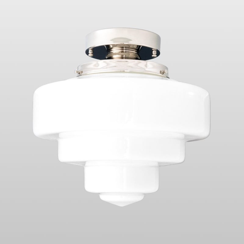 Geotower glazen plafondlamp van messing – mondgeblazen opaal glazen bollamp HL1727