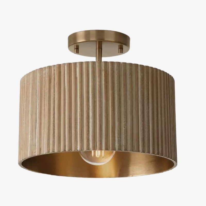 Flutera plafondlamp met geribbelde trommelvorm – Landelijke, gestructureerde plafondlamp voor woon- en slaapkamer HL2431