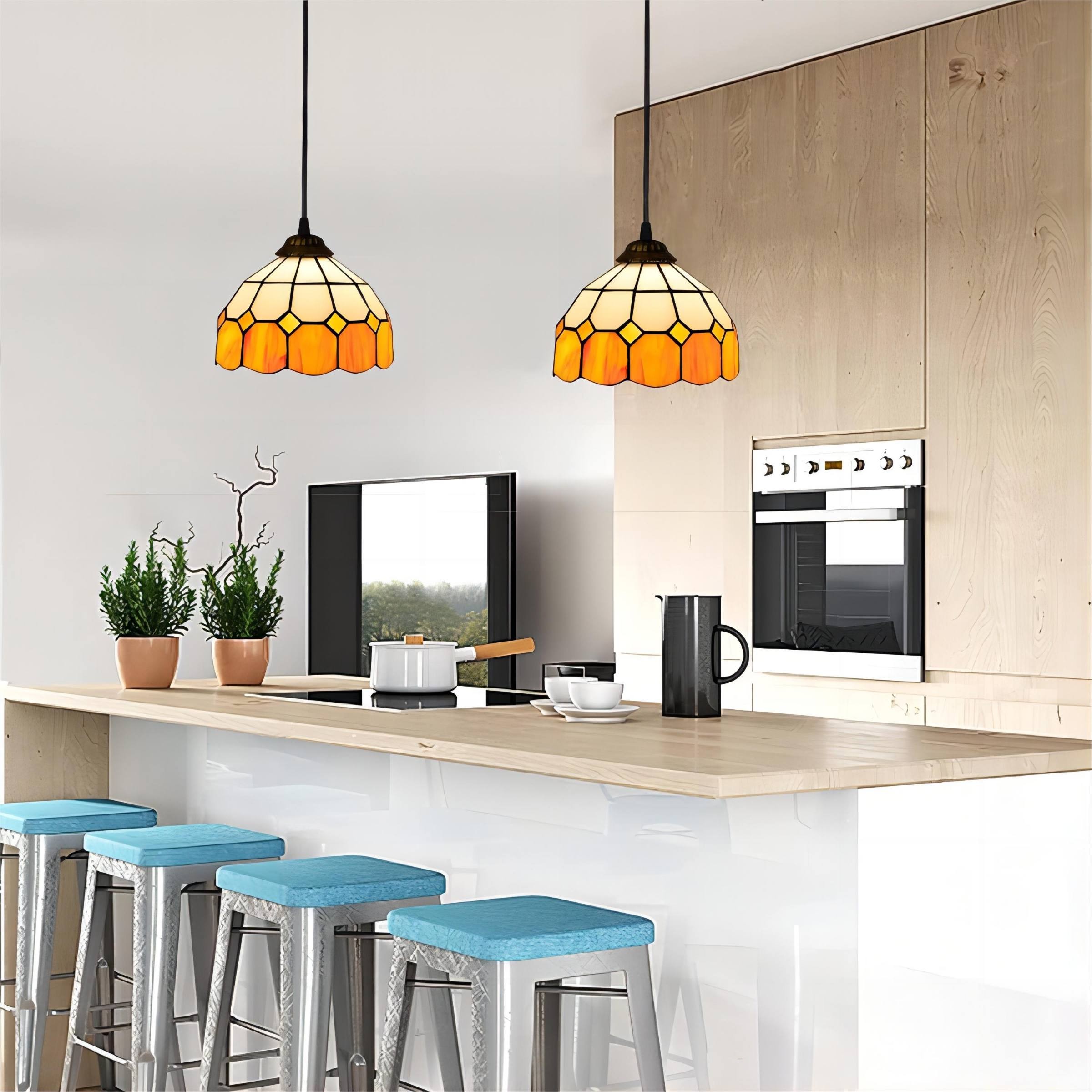 Hanglamp In Vintage Gekleurd Glas In Tiffany Stijl HL13