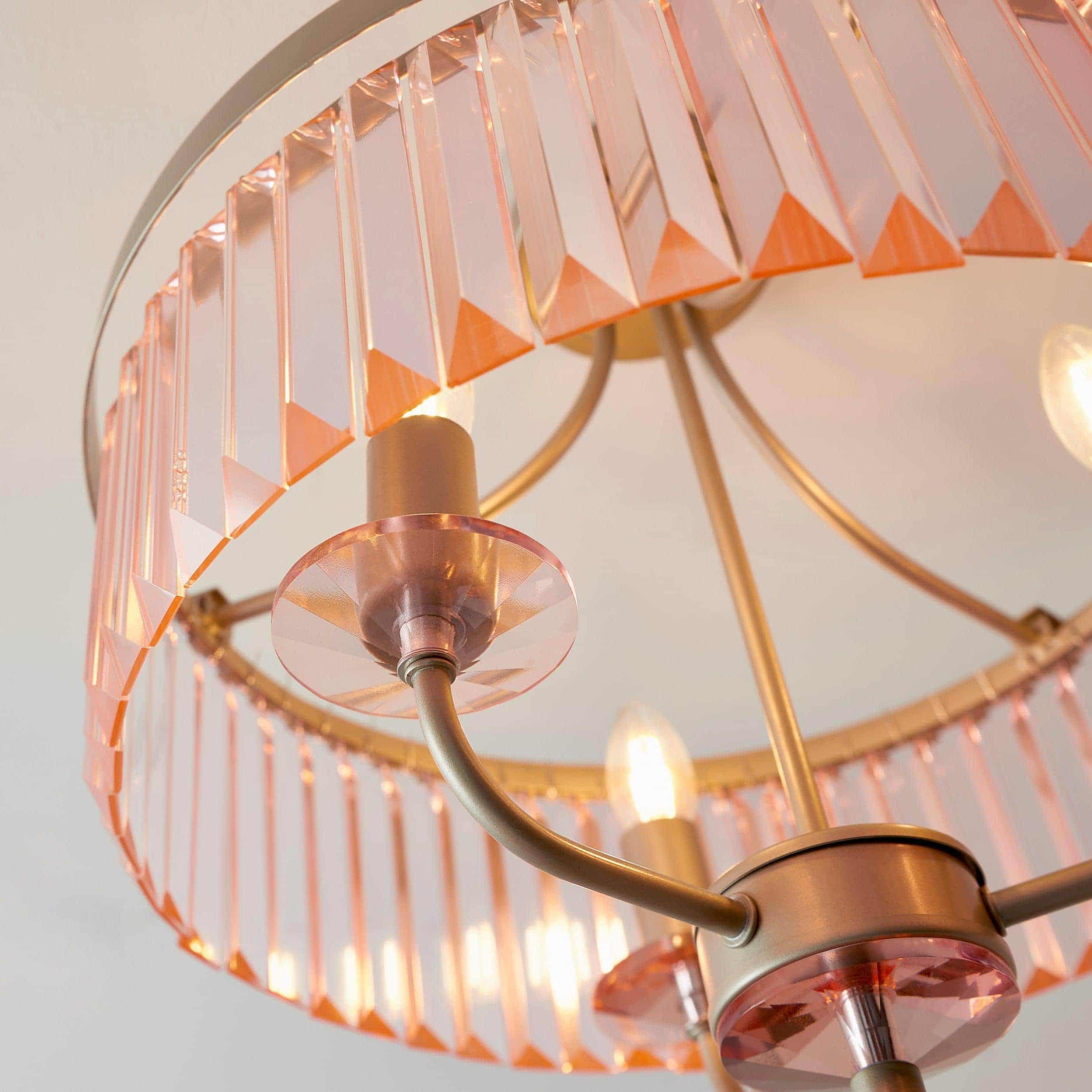 Beveline 3-lichts ronde semi-inbouwlamp - Facetgeslepen glazen kap met metalen afwerking voor gangen en slaapkamers HL2076