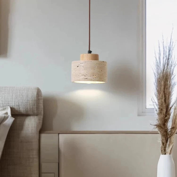 Scandinavische minimalistische hanglamp van travertijn met transparante afwerking HL3467