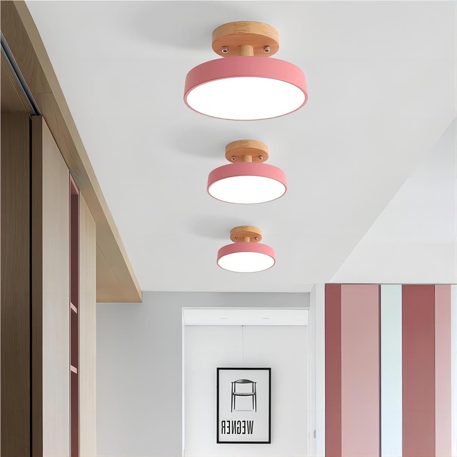 Scandinavische Macaroon Houten Ronde Plafondlamp HL152