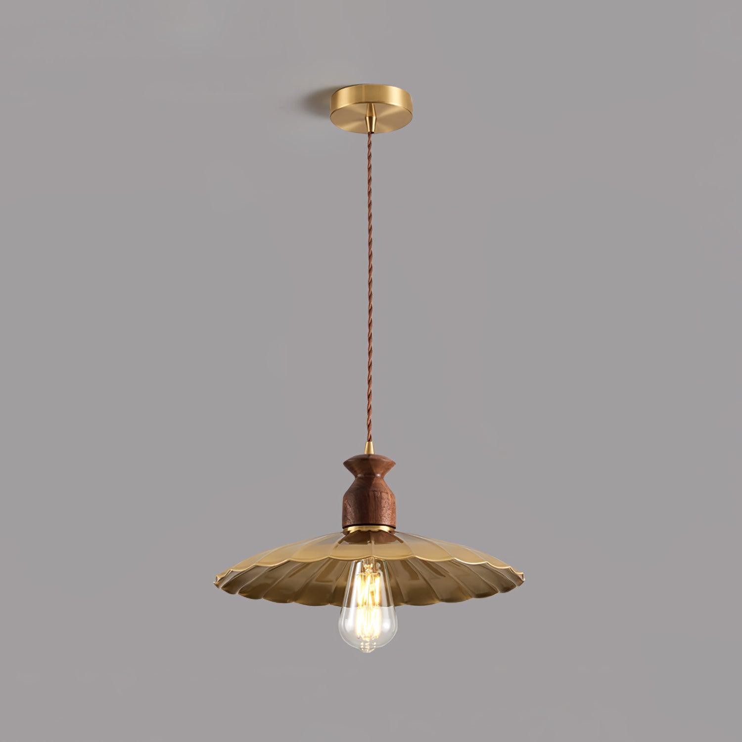 Ronde messing metalen badge gouden hanglamp HL389