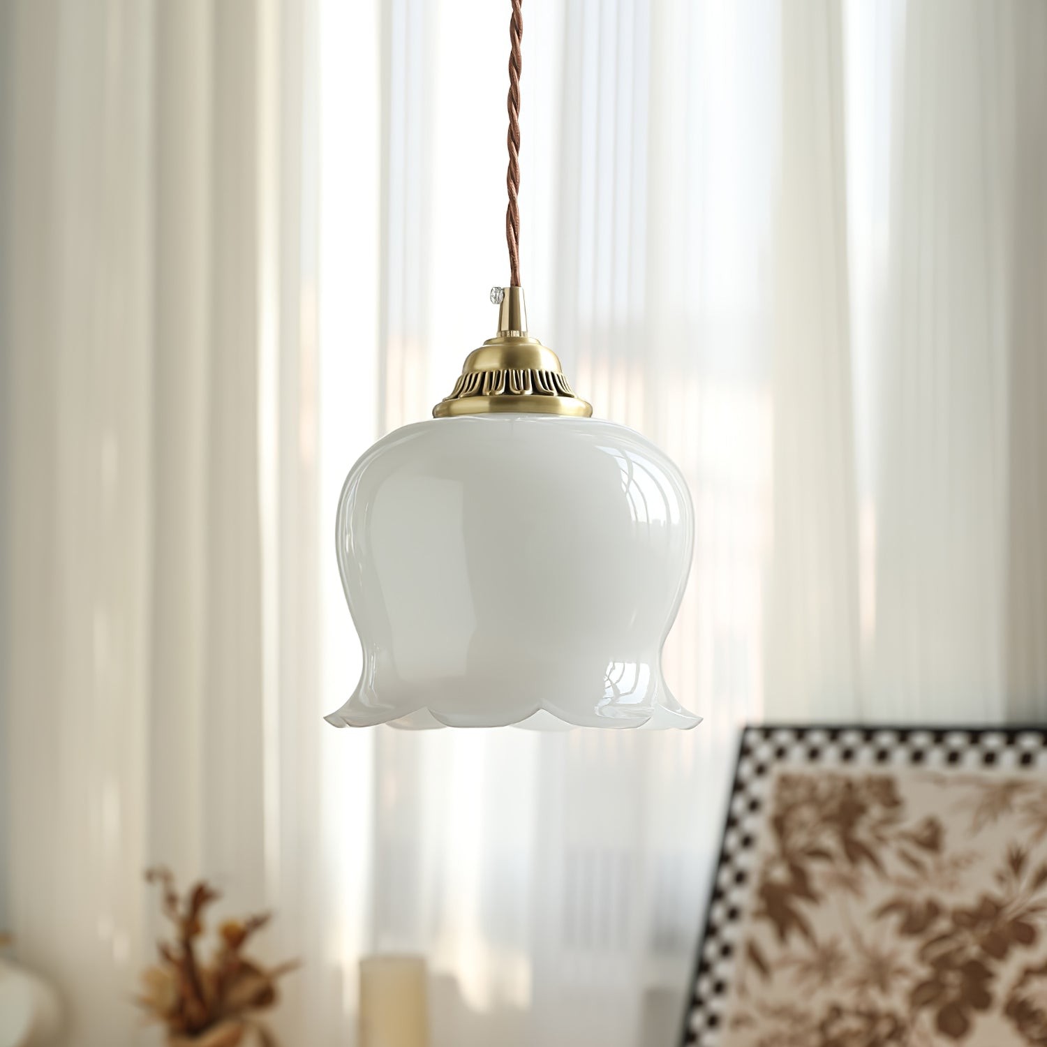 Retro Crème Lily Flower Hanglamp HL302
