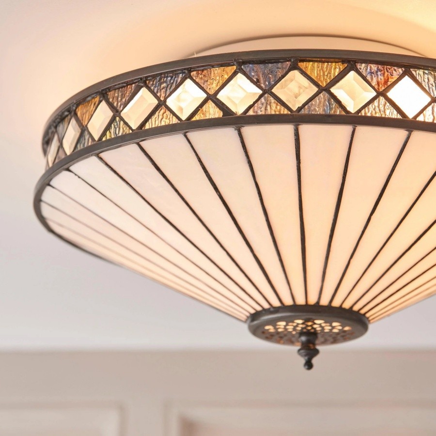 TF Fargo Geometrische Plafondlamp - Handgemaakte Art Deco Glas-in-loodlamp voor de Hal HL2209