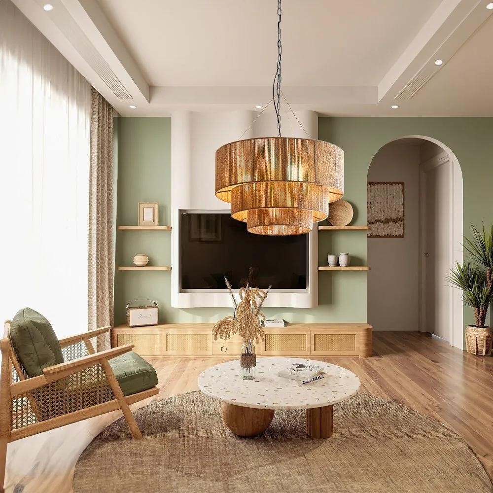 De elegante geweven waterval hanglamp van rotan HL3381