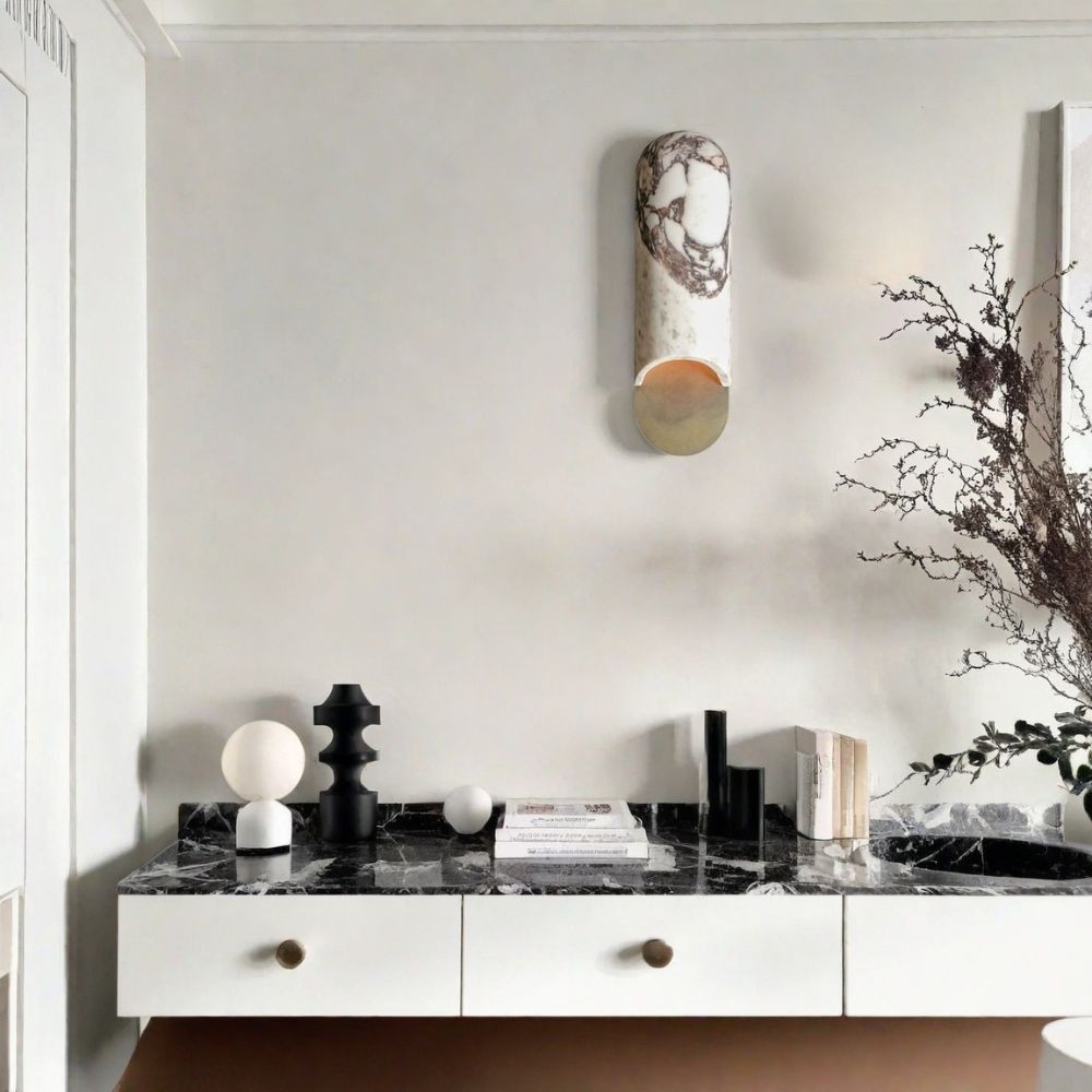 Capsule Wandlamp - Ovaal Travertijn en Marmer Design HL1049