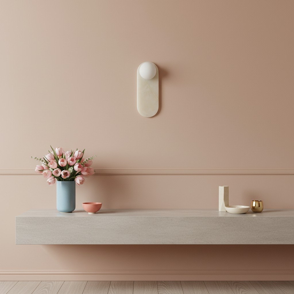 Vinbrea stenen wandlamp met organische textuur - accentverlichting in mid-century stijl voor slaapkamer en hal HL2545