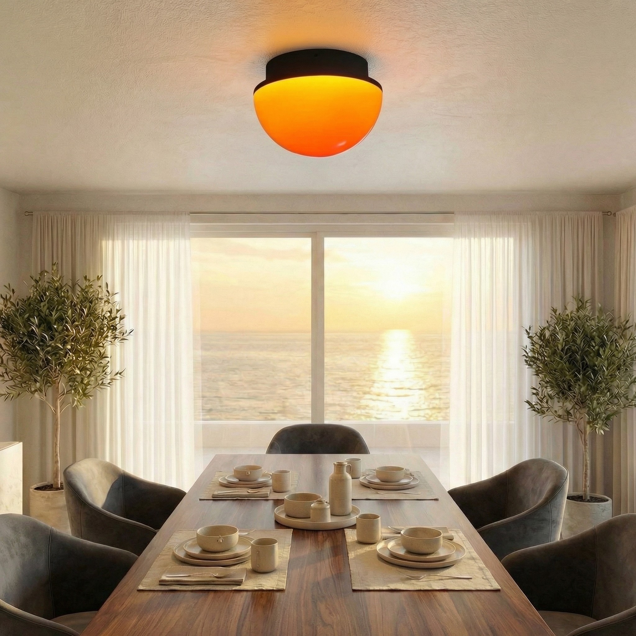 Sunset Glow Acryl LED Plafondlamp met Sfeervolle Dome voor Woonkamer en Slaapkamer HL2501
