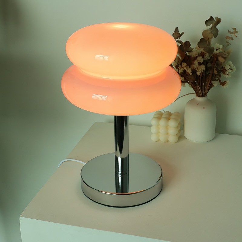 Bauhaus Dubbele Glazen Tafellamp - Sculpturale Gelaagde Nachtlamp voor Slaapkamer en Bureau HL22