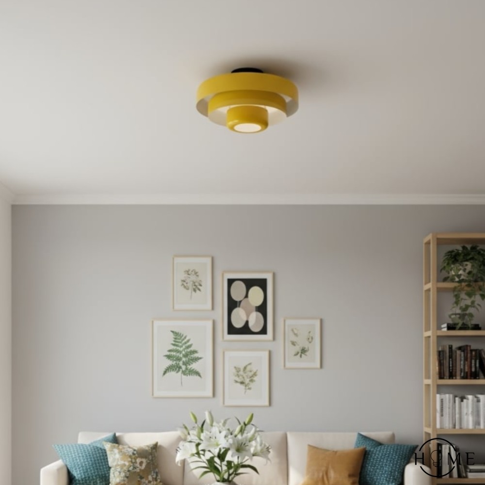 Veleora Bauhaus Drielaagse Plafondlamp - Kleurrijke Metalen Schijflamp HL1843