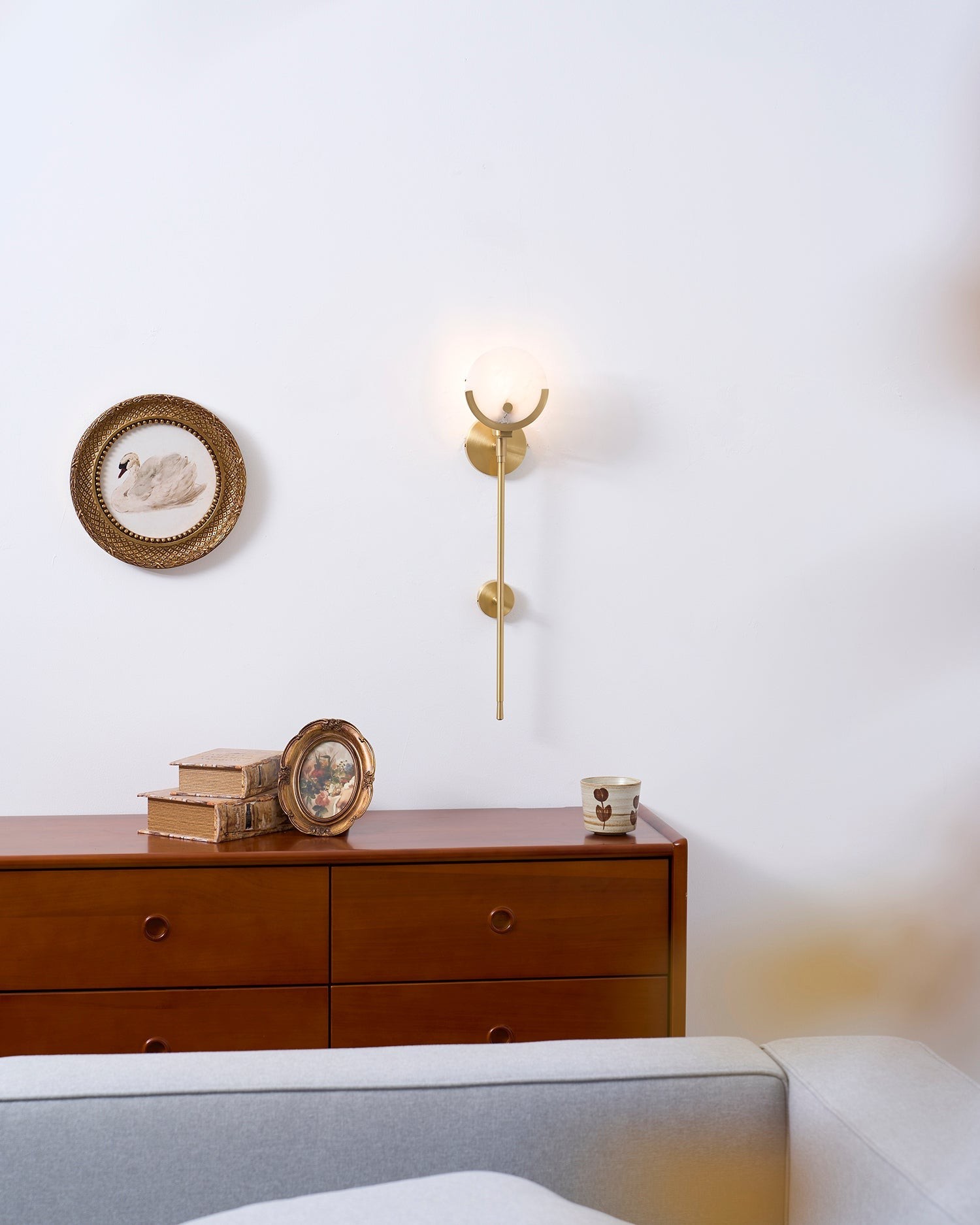 Ava messing alabaster wandlamp HL2941