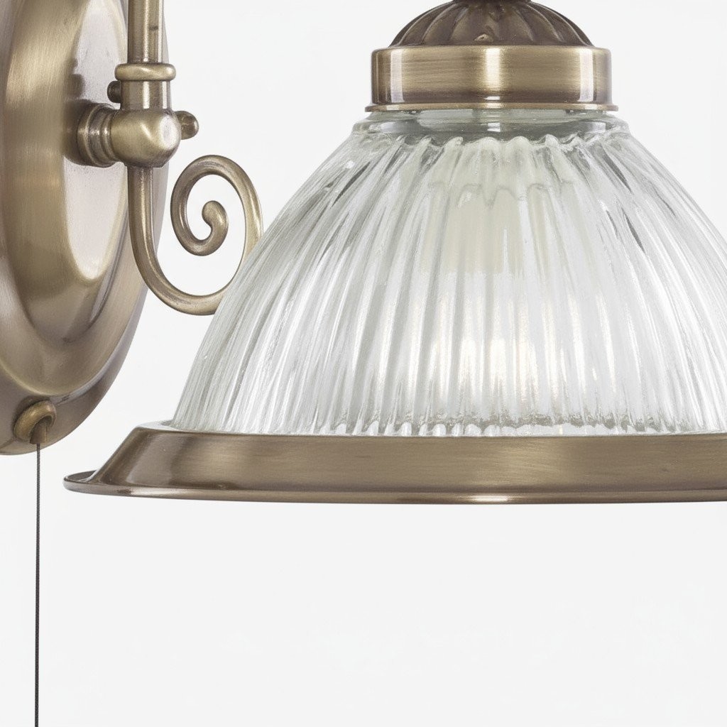 TF Vintora wandlamp met ribbels van glas - industriële klokvorm voor eetkamer en hal HL2202