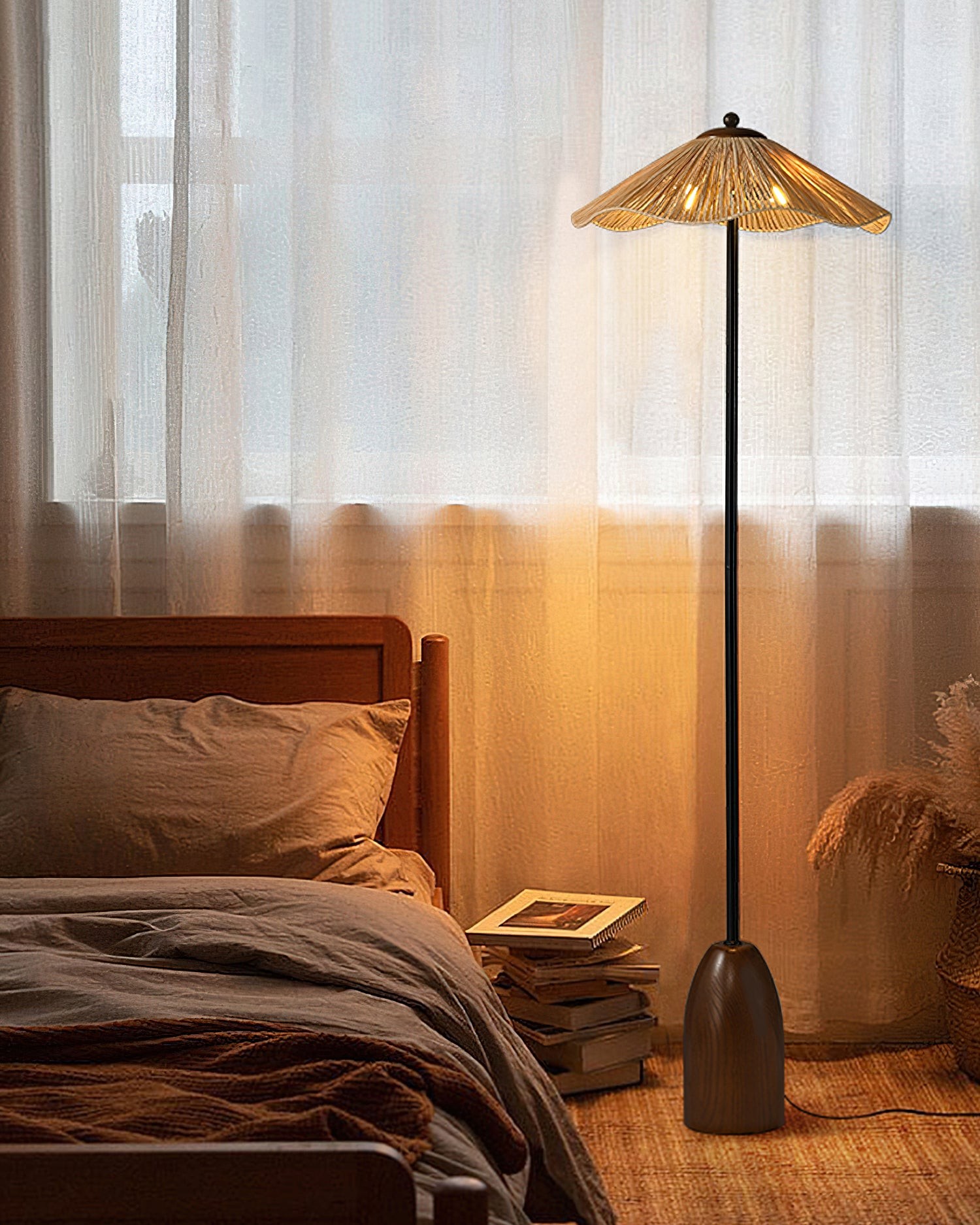 Retro strohoed vloerlamp HL1184