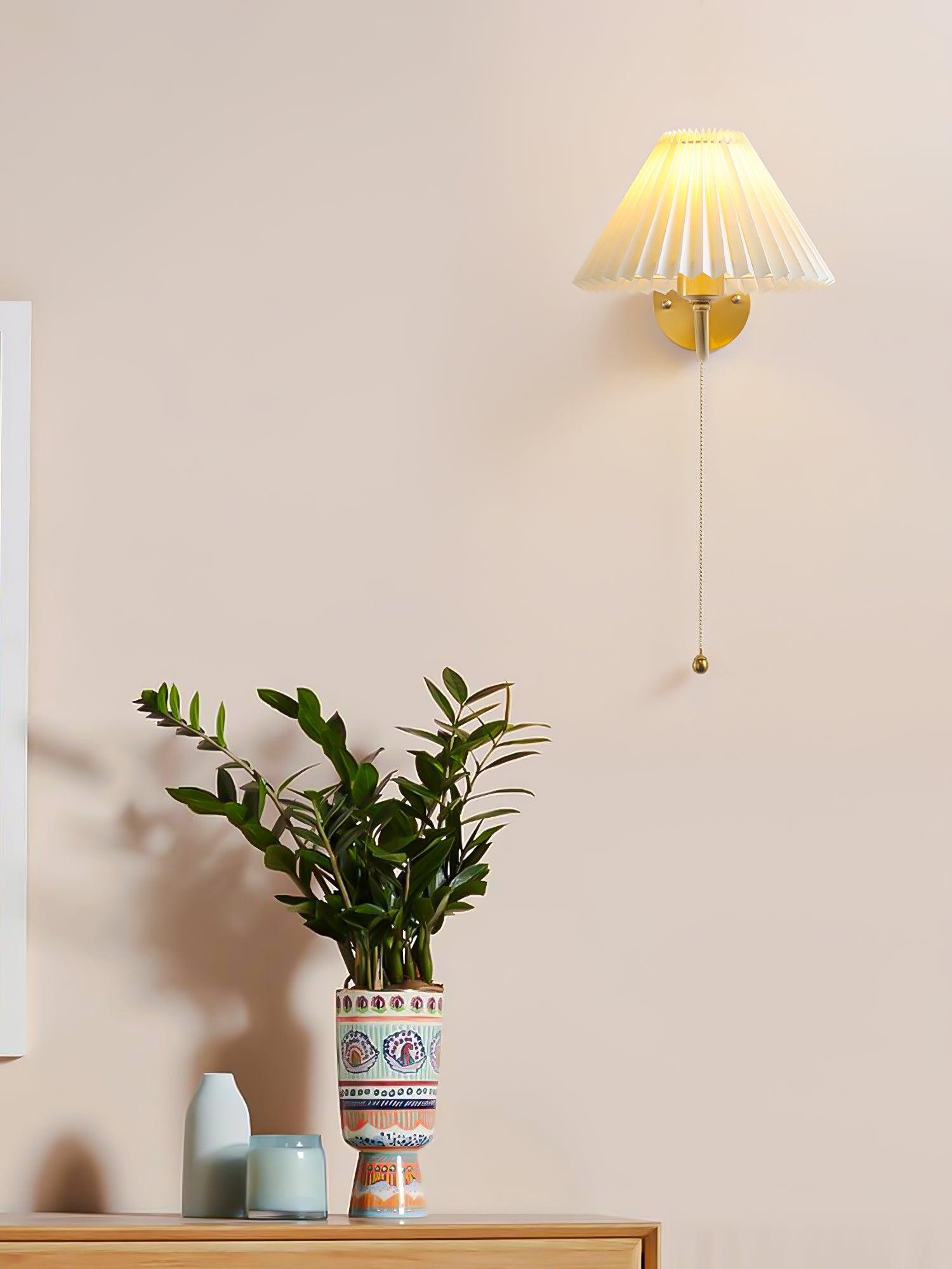 Moderne minimalistische luxe stoffen messing wandlamp voor woonkamer HL808