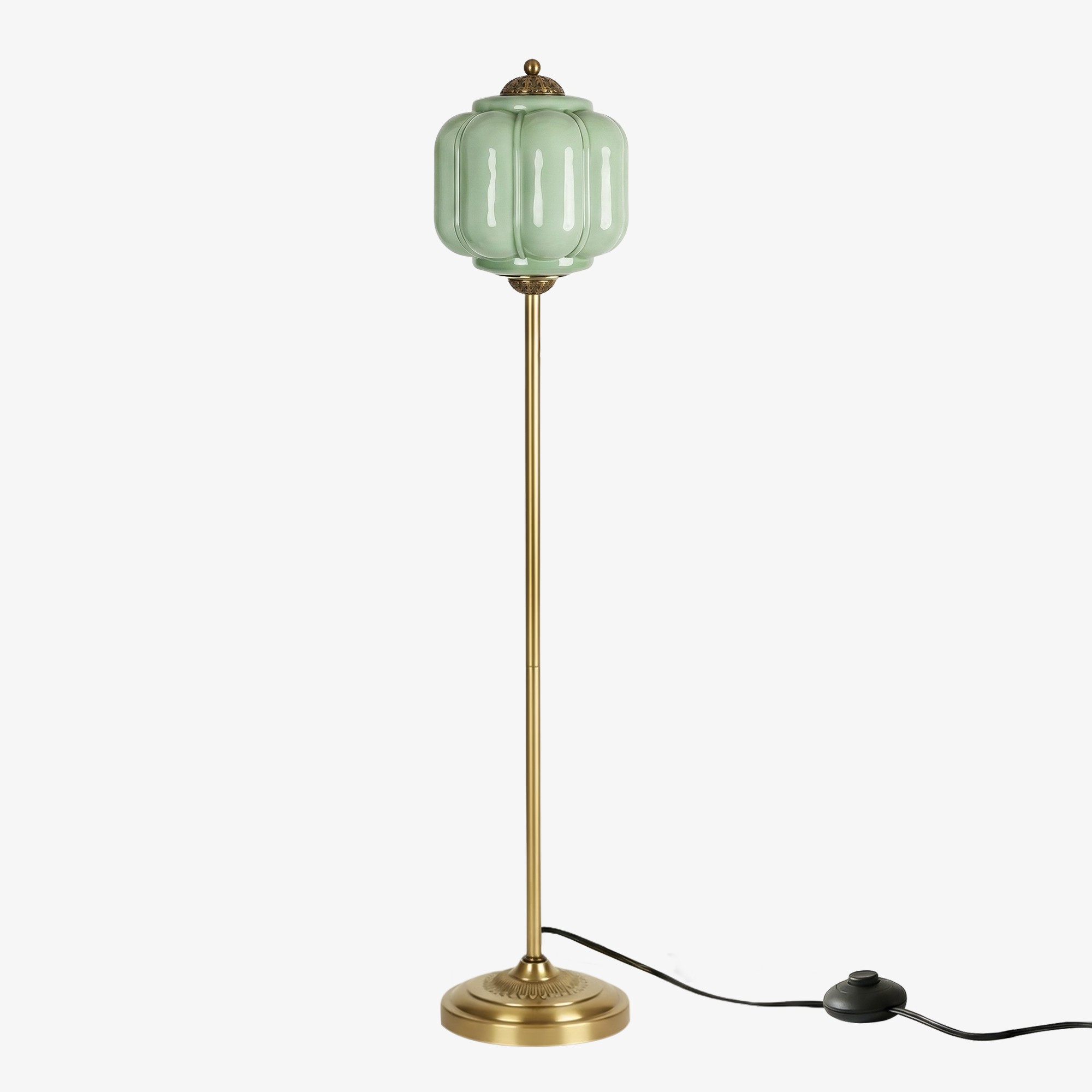 Eloise Vloerlamp van getextureerd glas in pompoenvorm - Organisch artistiek ontwerp en retrostijl voor de woonkamer HL2510