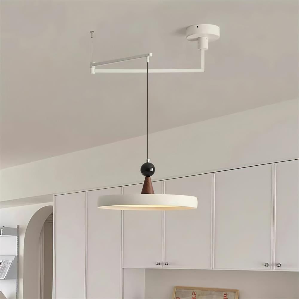 Moderne schijfvormige hanglamp met zwenkarm HL1071
