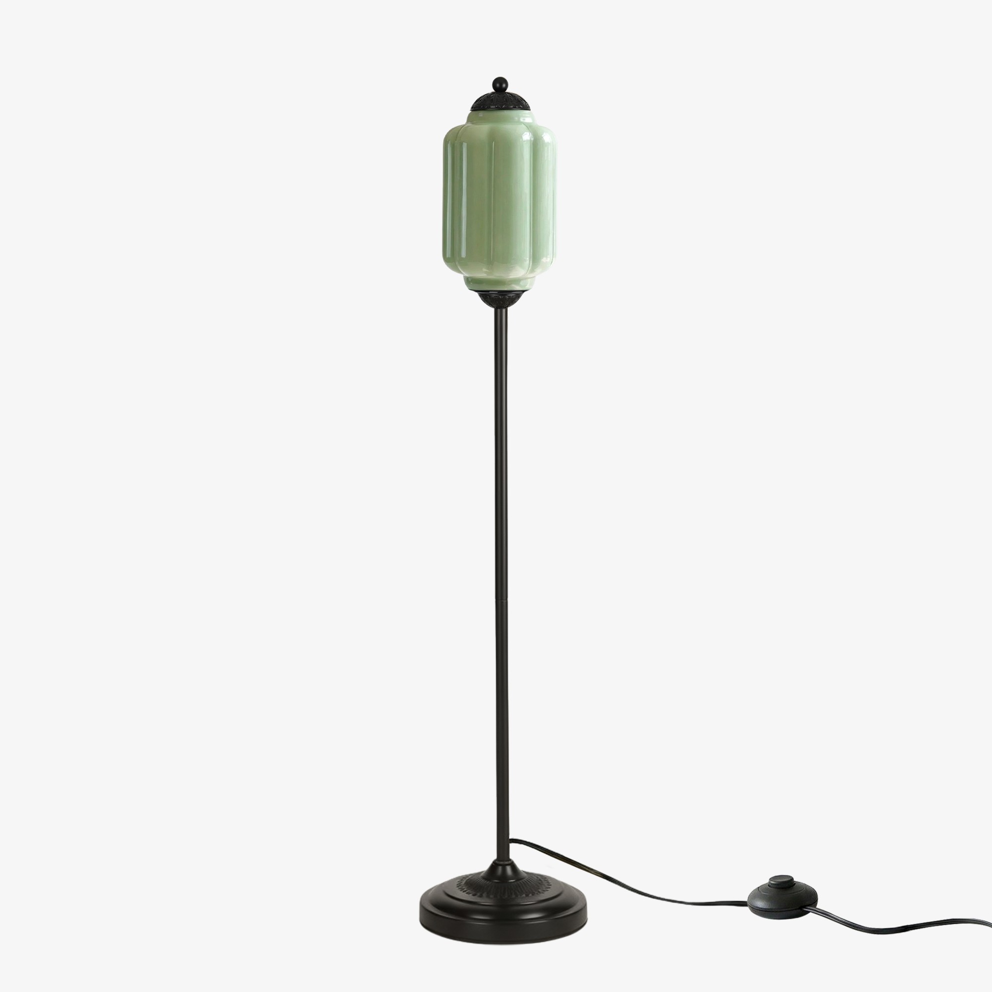 Eloise Vloerlamp van getextureerd glas in pompoenvorm - Organisch artistiek ontwerp en retrostijl voor de woonkamer HL2510