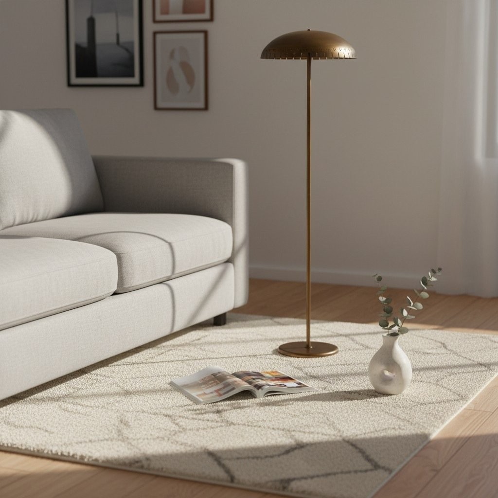 Lustrona metalen staande vloerlamp - moderne accentlamp met halfronde kap voor een stijlvolle inrichting van uw huis HL1855