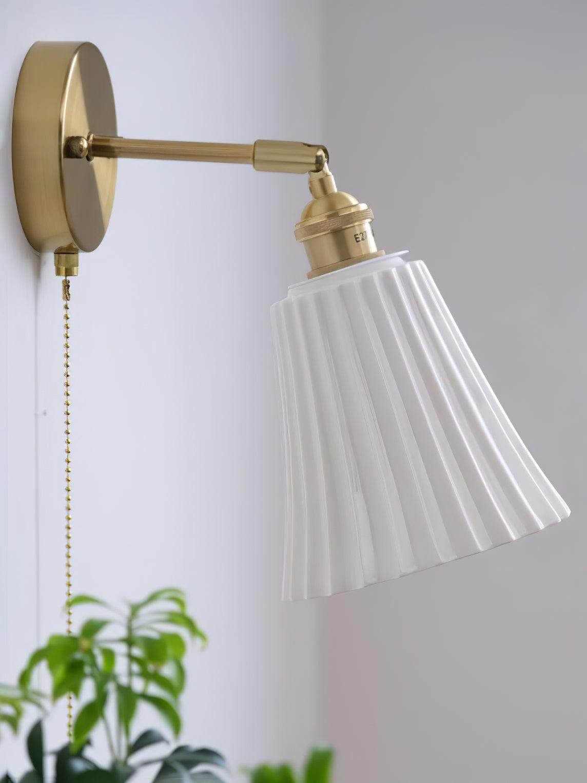 Moderne trekkoord metalen keramiek binnenwandlamp voor slaapkamer HL863