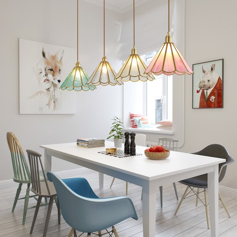 Romantische Retro Messing Glazen Hanglamp HL66