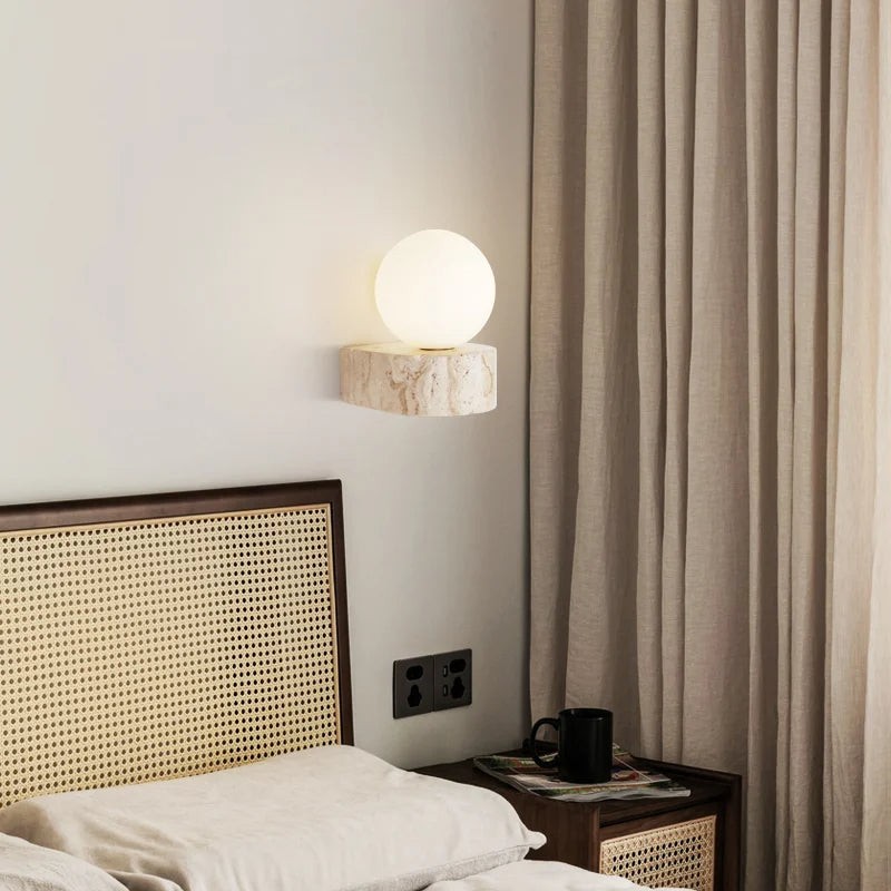 Travertin halfronde wandlamp HL3439