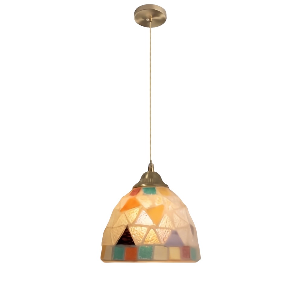 Retro kleurrijke natuurlijke schelp handgemaakte messing hanglamp HL1279