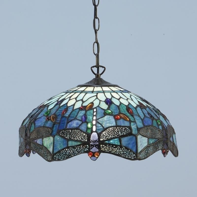 TF Dragonfly Tiffany hanglamp - Art Nouveau hanglamp met glas-in-lood voor de woonkamer HL2045