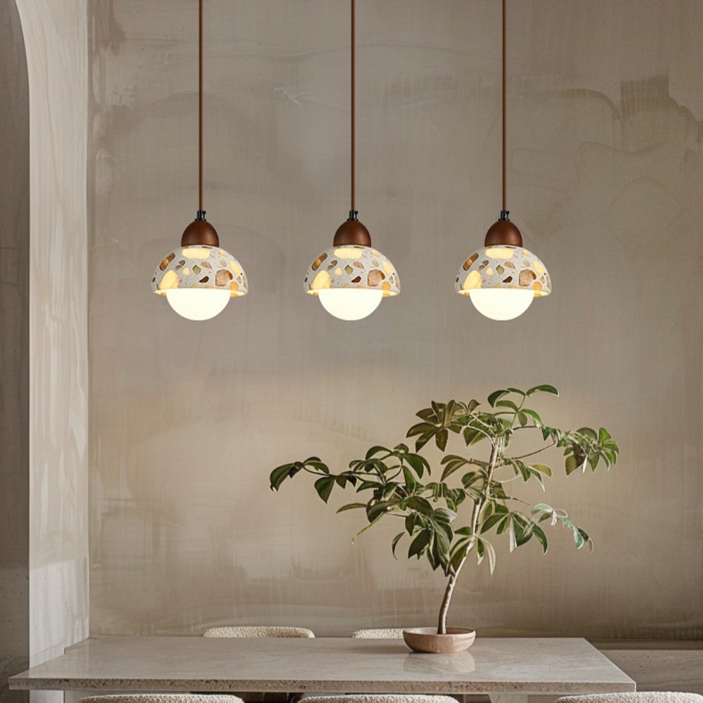 Natuurlijke Wabi-sabi Doorschijnende Terrazzo Hanglamp HL1003