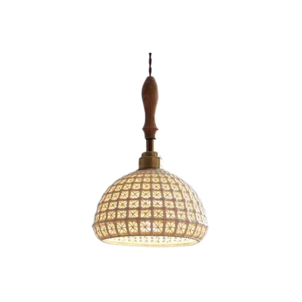 De keramische hanglamp met vlechtwerk HL3420