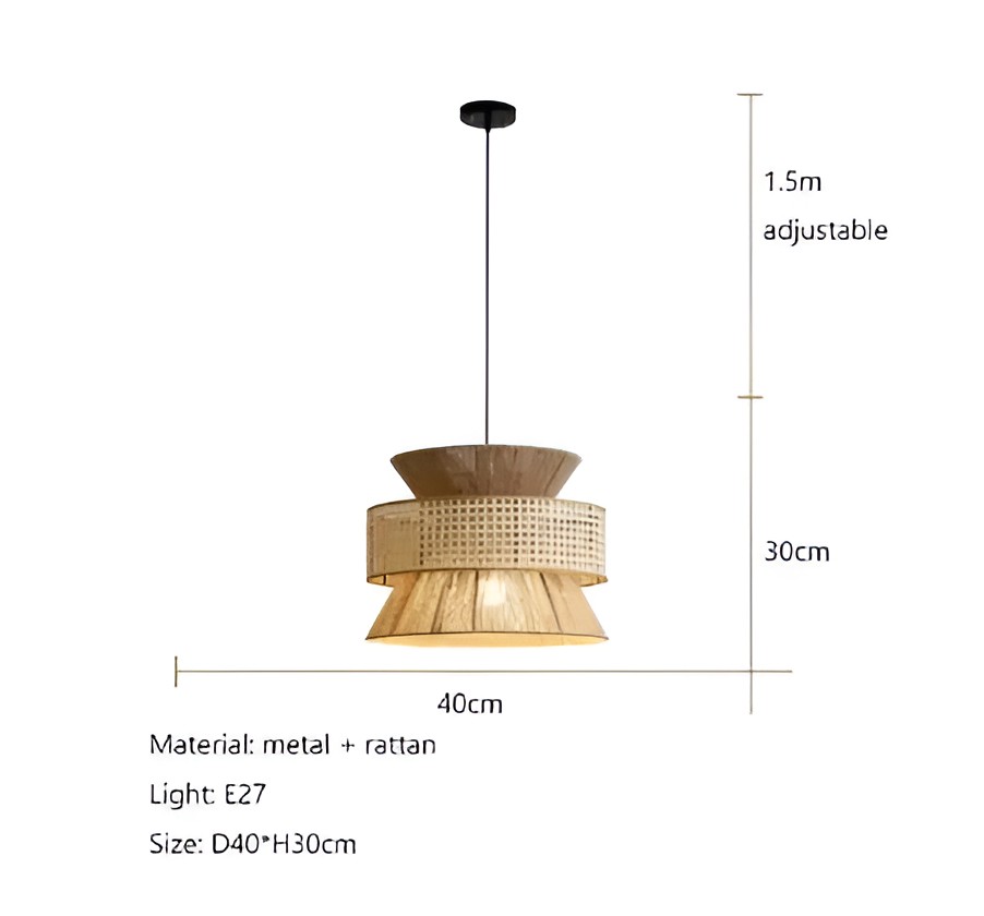 Handgeweven henneptouw rotan hanglamp HL3366