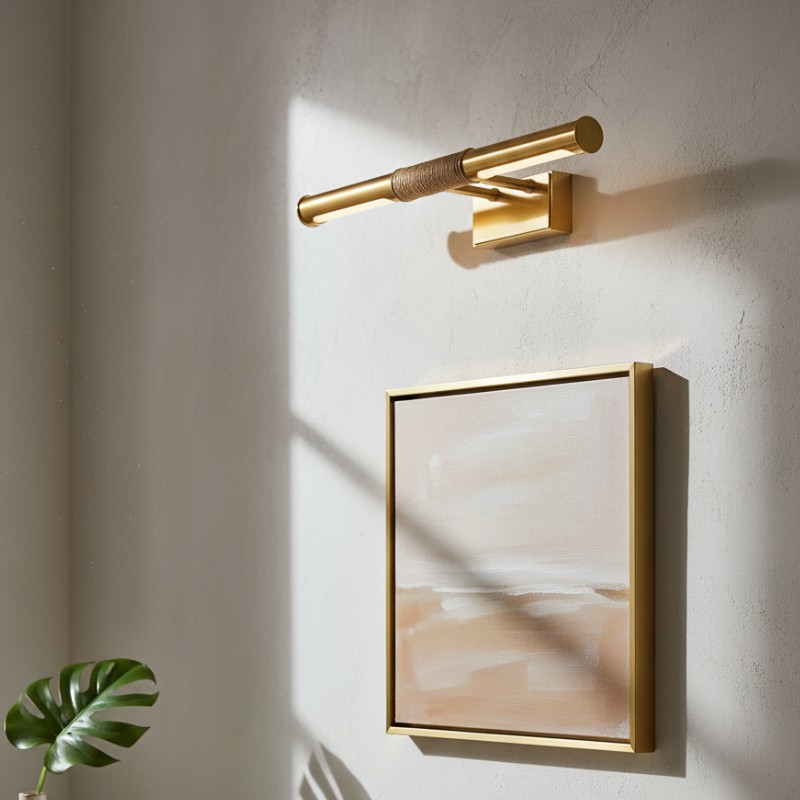 Aurix Schilderijlamp – Slanke, omwikkelde wandlamp met metalen afwerking voor galerij en hal HL2374