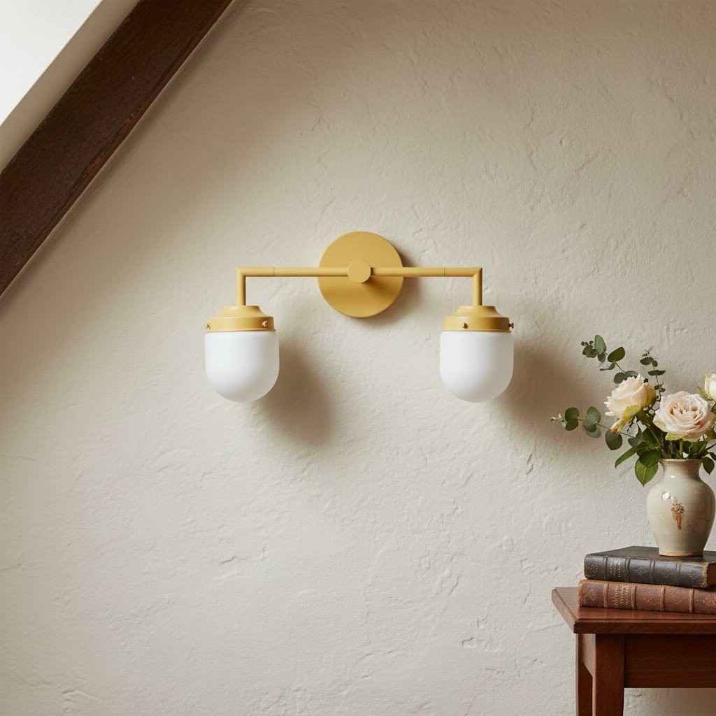 Opaalglas dubbele wastafellamp - Vintage stijl badkamer dubbele wandverlichting HL1665