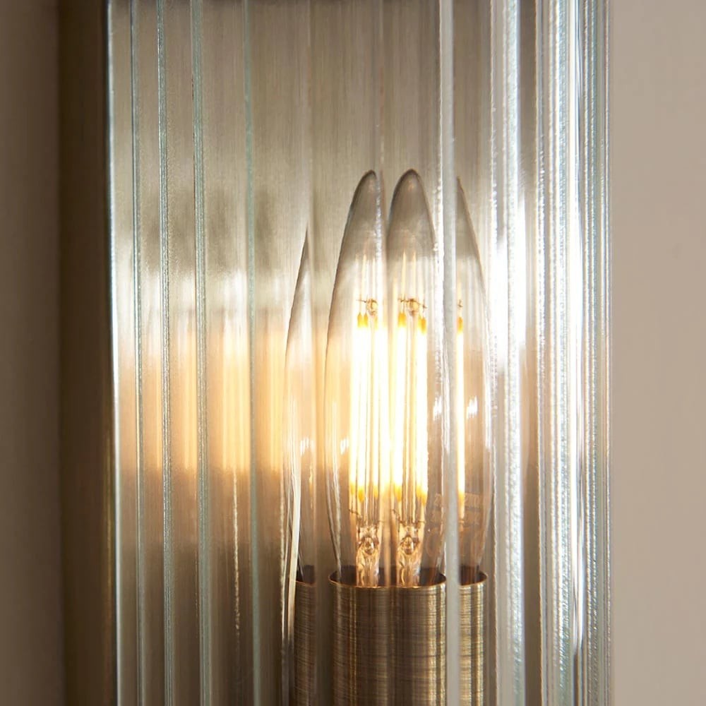 RibGlow Art Deco wandlamp met geribbeld glas - Vintage-geïnspireerde wandlamp voor de woonkamer HL2037