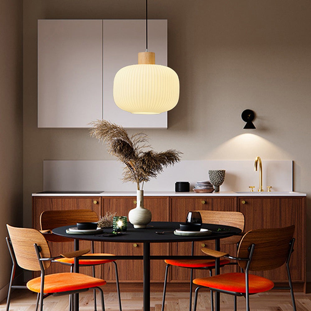 Nordic witte lantaarnachtige glazen hanglamp HL666