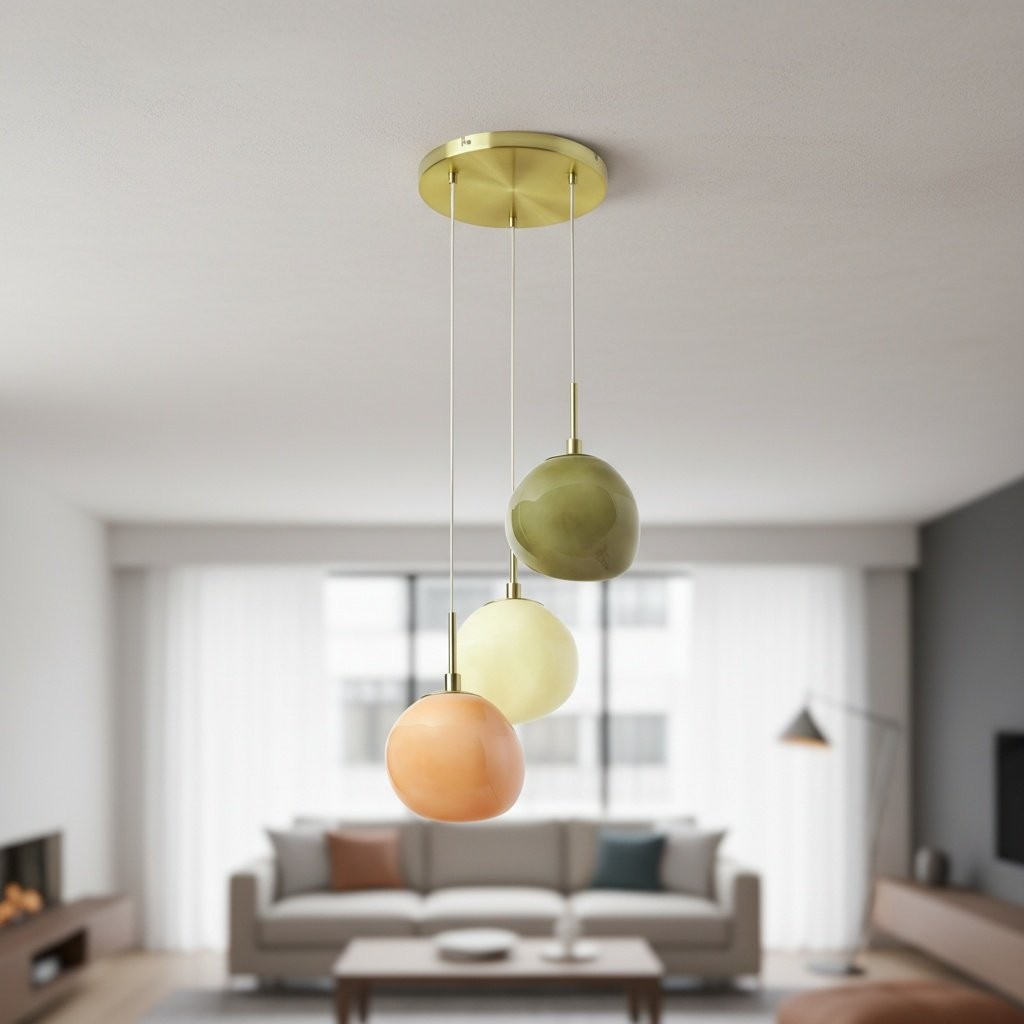 Hanglamp van opaalglas met meerdere tinten - Cluster hanglamp HL1780