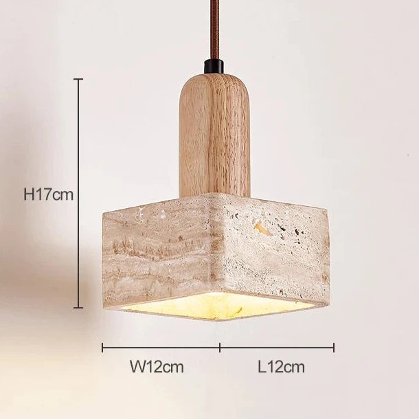 Vierkante hanglamp van travertijn HL3486