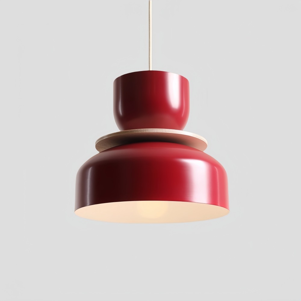 Hanglamp met metalen kom en kap - Houten Macri Kleurrijke Keukenlamp HL1068