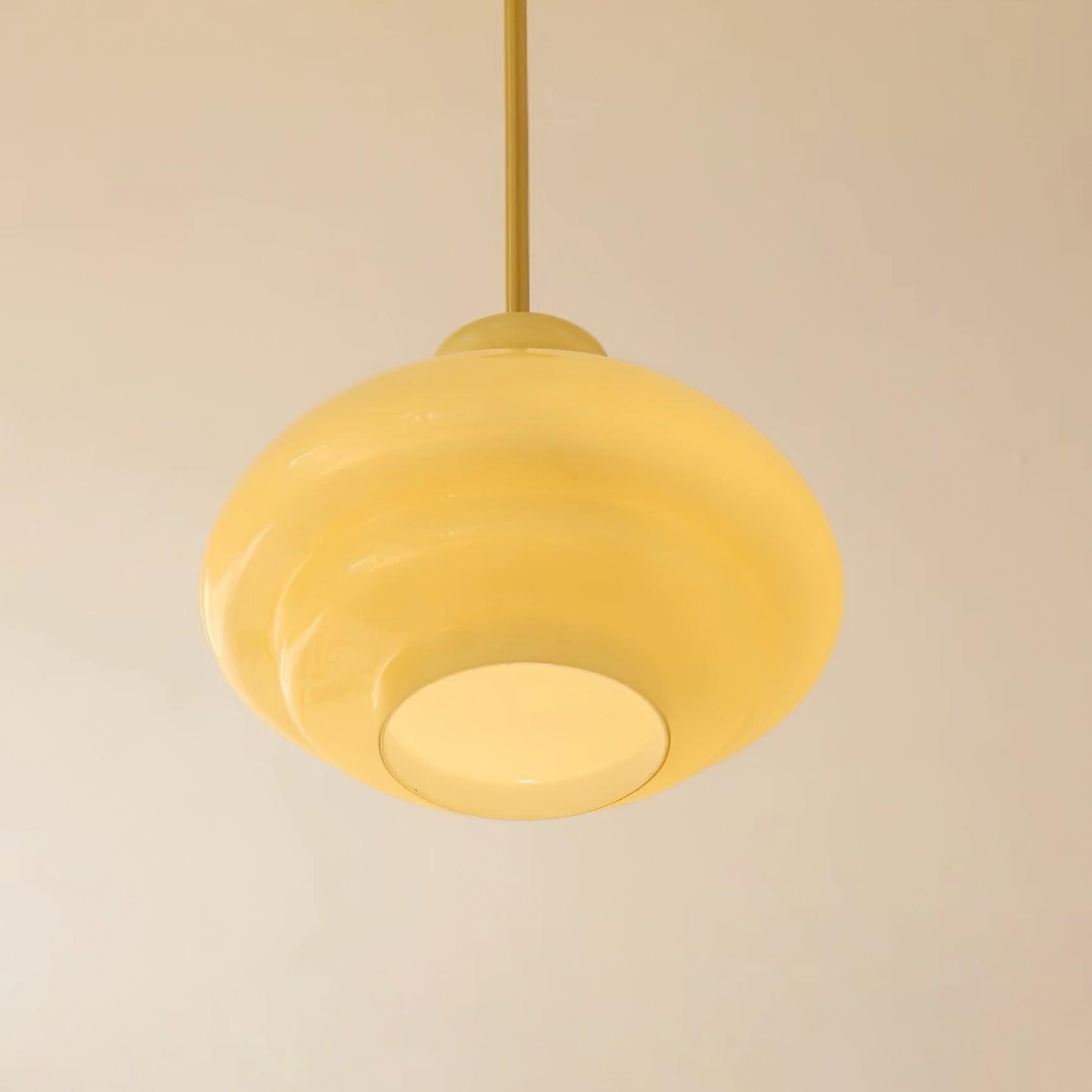 Ronde gele stijlvolle eenvoudige glazen hanglamp HL638