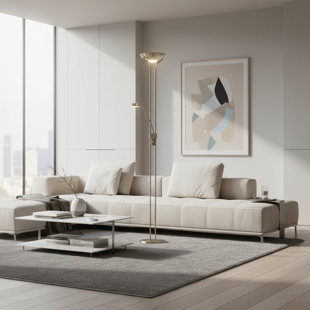 Linexis Art Deco vloerlamp van metaal en opaalglas - Dubbele lichtbron voor moderne interieurs HL2137