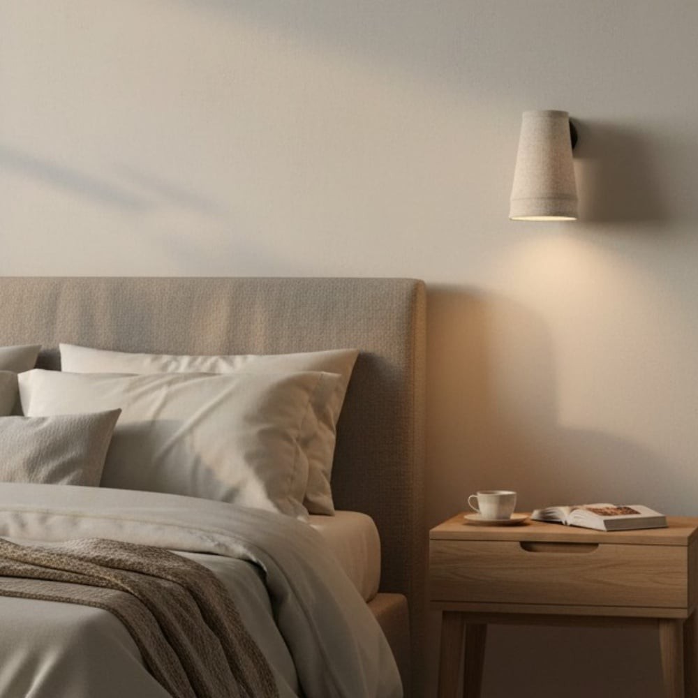 Zalen wandlamp met linnenstructuur in bronskleur - Zachte retro wandlamp voor leeshoek HL1912