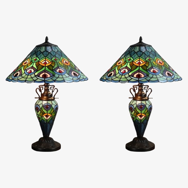 TF Oldbury bureaulamp - Handgemaakte glas-in-loodlamp voor de slaapkamer om bij te lezen HL2178