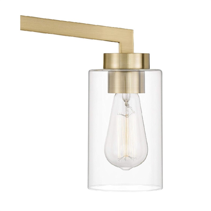 Industriële messing cilindrische glazen wandlamp HL237