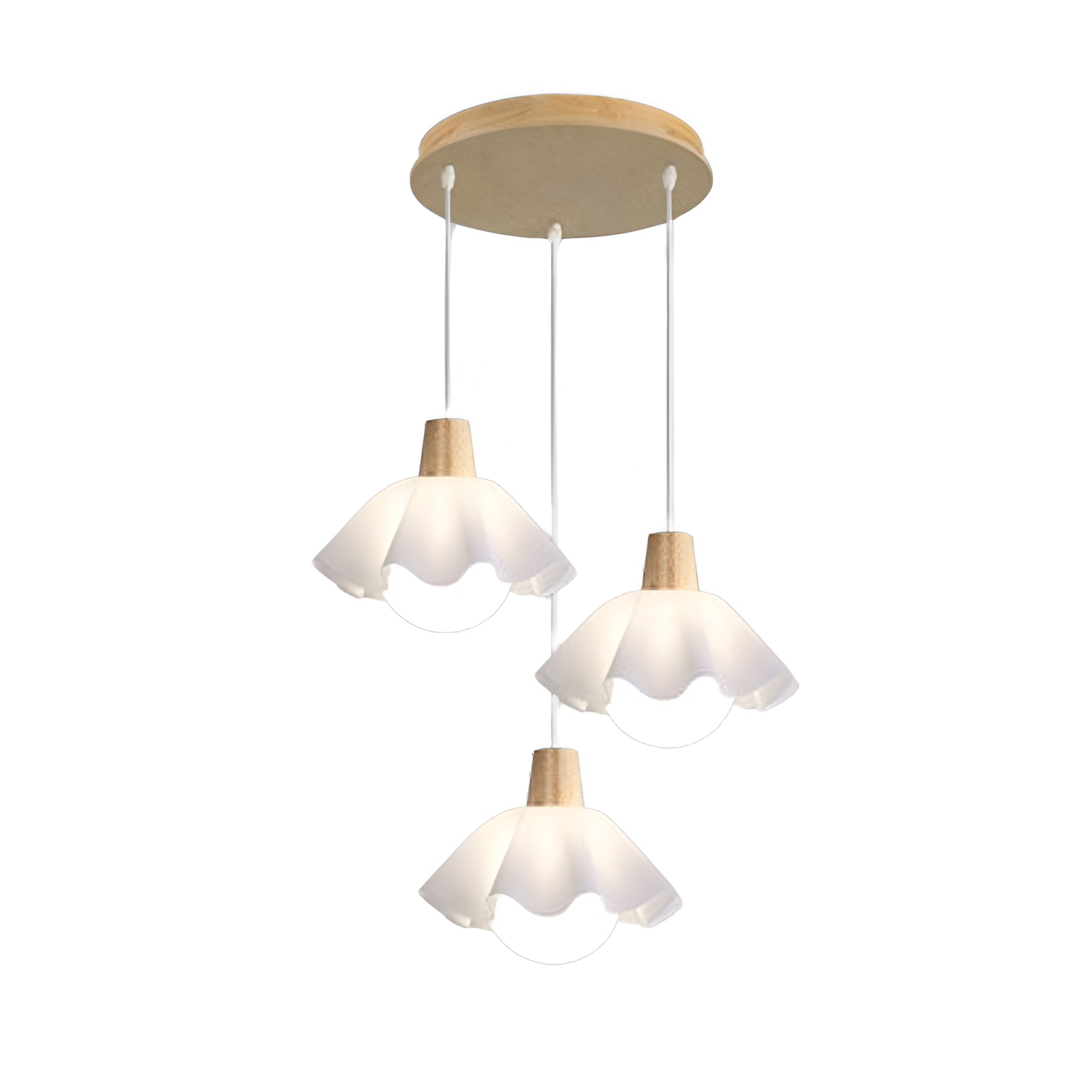 Houten hanglamp met bloemen in Scandinavische stijl HL1246