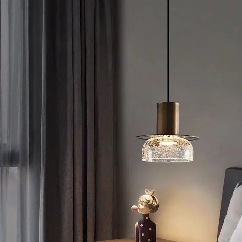 Retro hanglamp van gebarsten glas HL1253