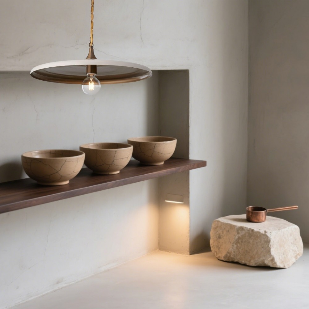 Gouden metalen schijfvormige hanglamp - moderne bolvormige lamp voor de keuken HL1324