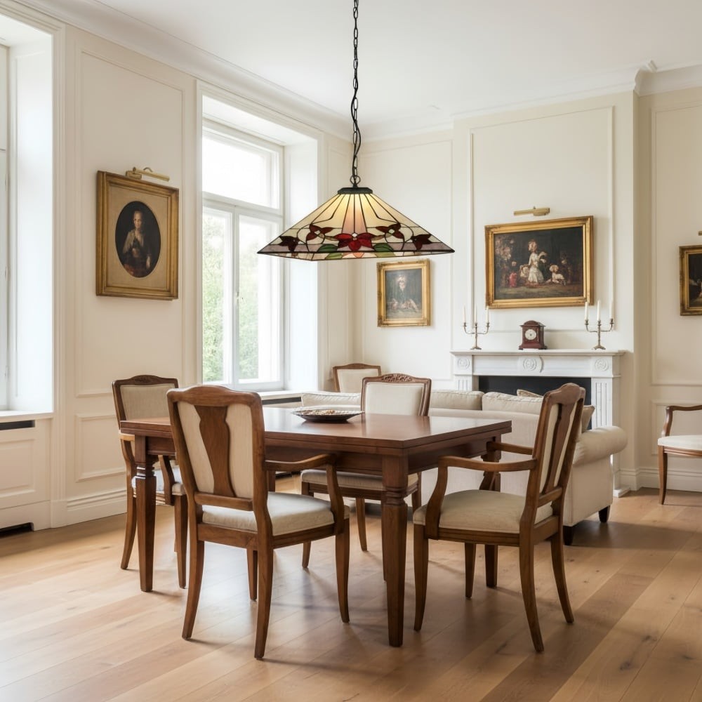 TF Camillo Klassieke Hanglamp met Patroon - Glas-in-loodlamp voor Slaapkamer of Hal HL2005