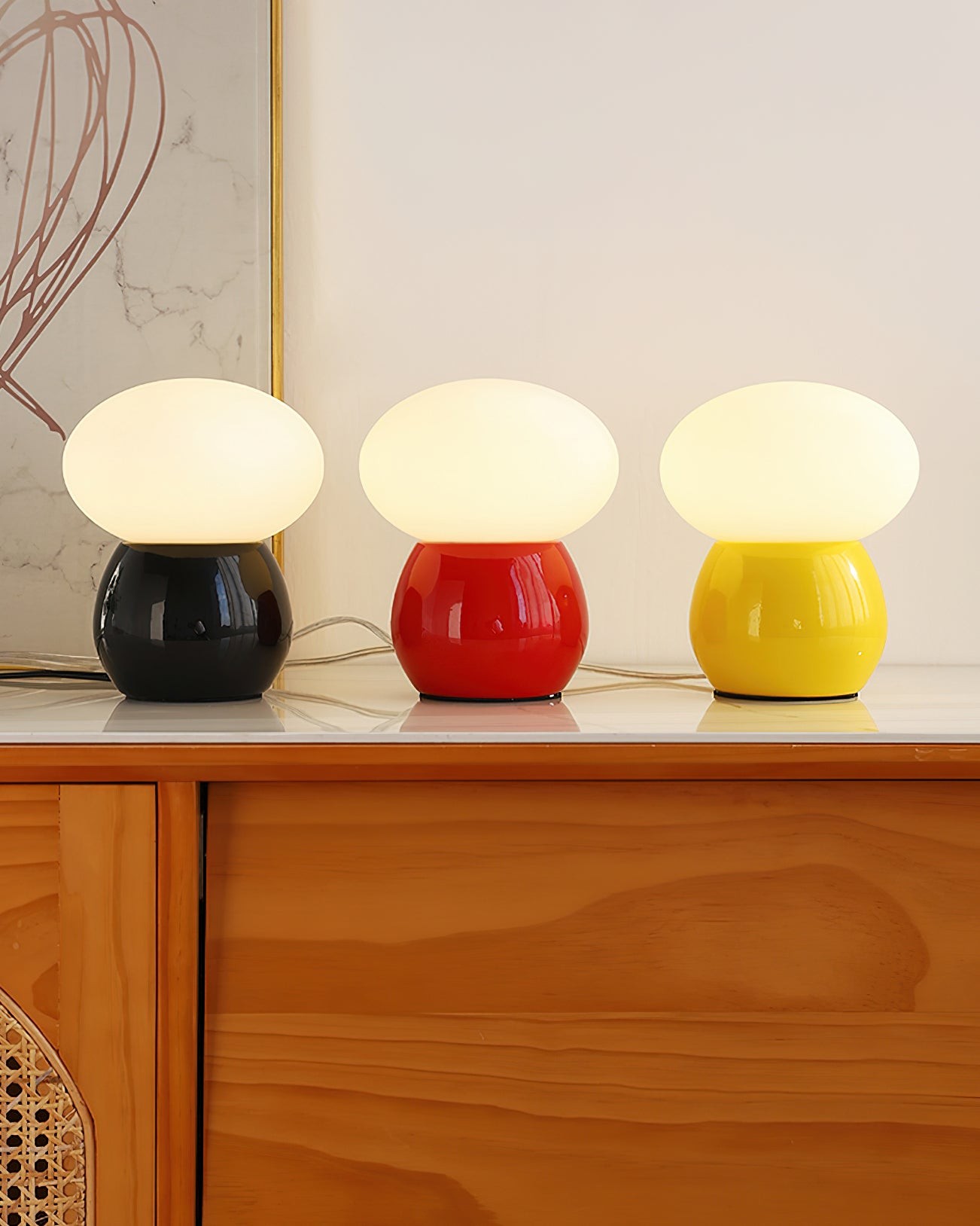 Moderne crèmekleurige paddestoel tafellamp HL904