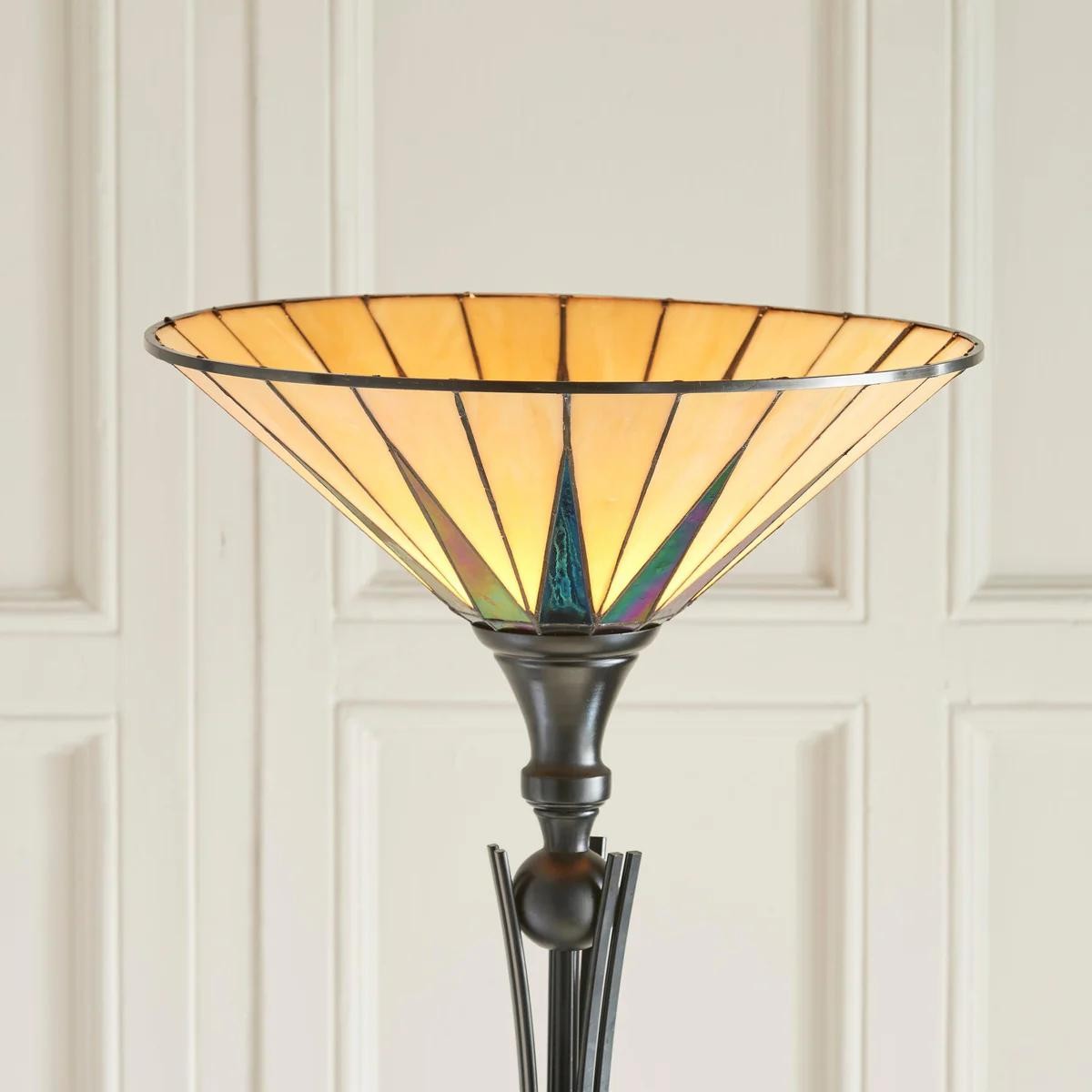 TF Dark Star Staande Lamp met Sterpatroon van Gebrandschilderd Glas - Uplighter in Tiffany-stijl voor Woonkamers HL2225